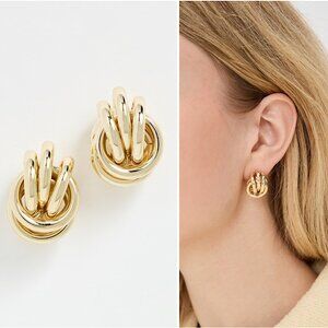 NEW~ Anthropologie SHASHI "Dereck" Gold Woven Ball Post Earrings